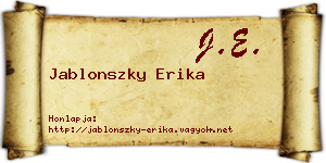 Jablonszky Erika névjegykártya